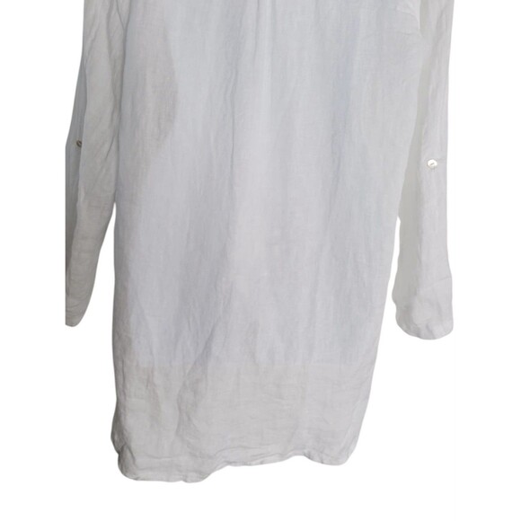 Rosemarine Linen Blouse Roll Tab Sleeve Hi-Low Hem Italy - Picture 9 of 16